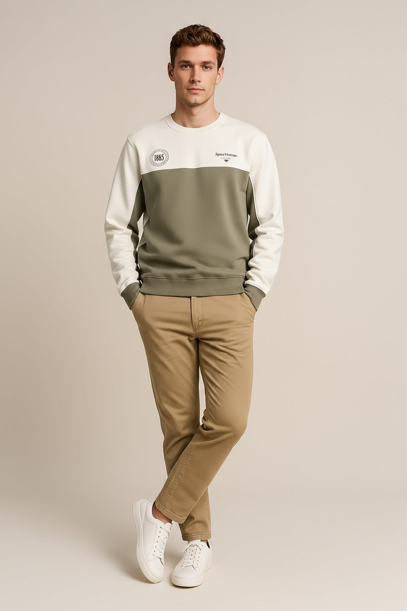 Octave Men Colourblocked Round Neck Sweatshirt