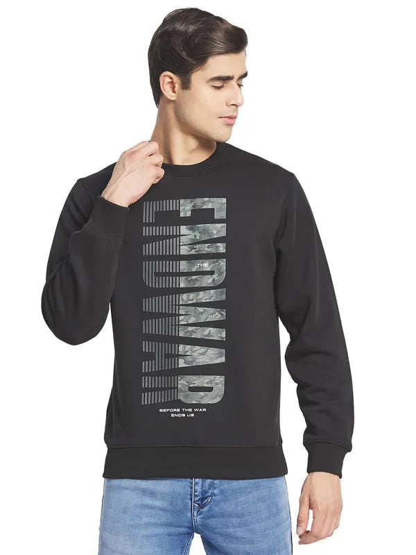 Octave Men Black Grey Printed Sweatshirt