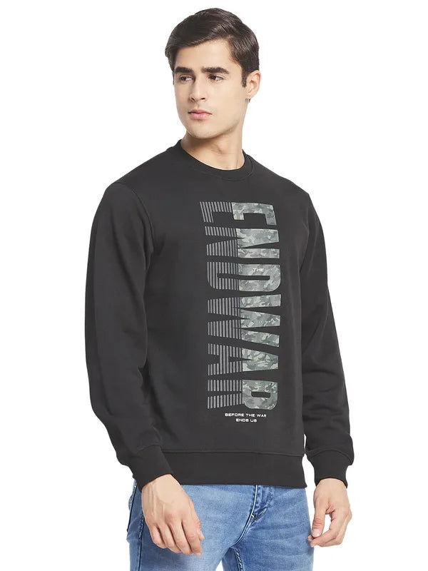 Octave Men Black Grey Printed Sweatshirt