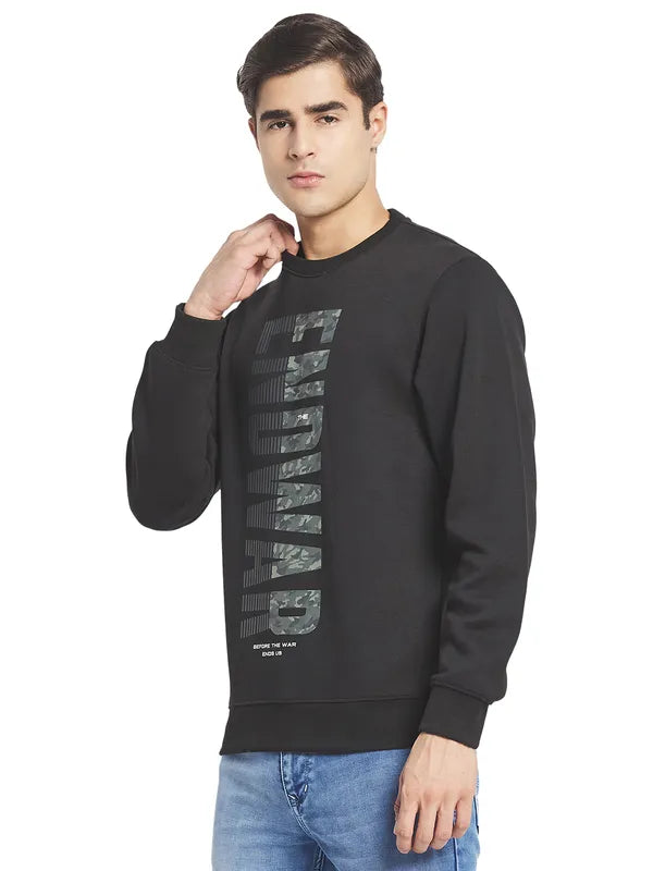 Octave Men Black Grey Printed Sweatshirt