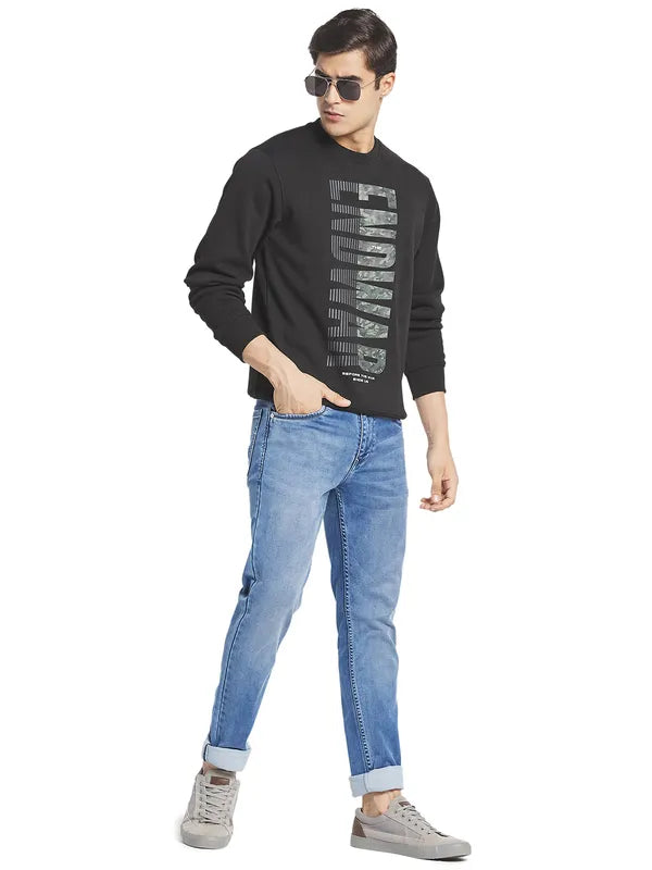 Octave Men Black Grey Printed Sweatshirt