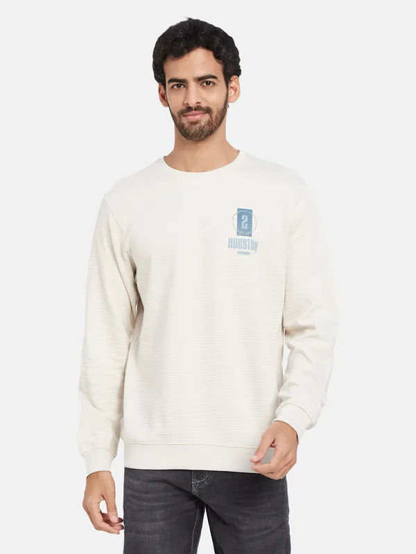 Octave Typography Printed Fleece Pullover Sweatshirt
