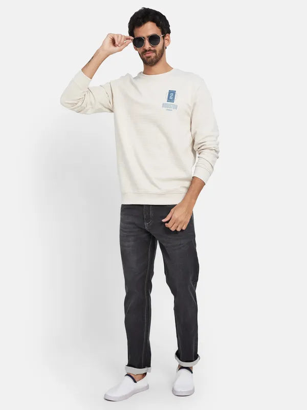 Octave Typography Printed Fleece Pullover Sweatshirt