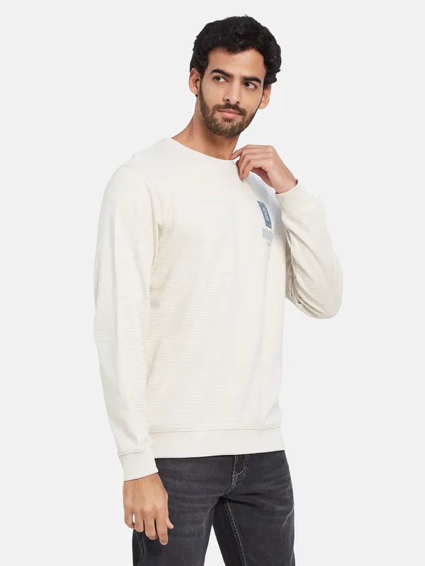 Octave Typography Printed Fleece Pullover Sweatshirt