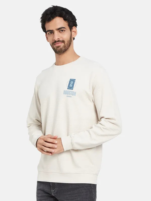 Octave Typography Printed Fleece Pullover Sweatshirt