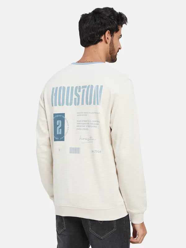 Octave Typography Printed Fleece Pullover Sweatshirt