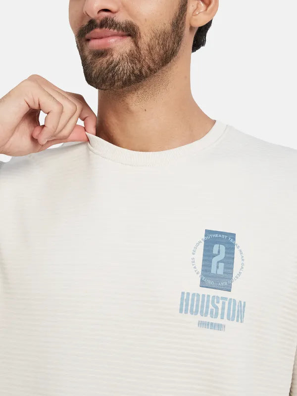 Octave Typography Printed Fleece Pullover Sweatshirt