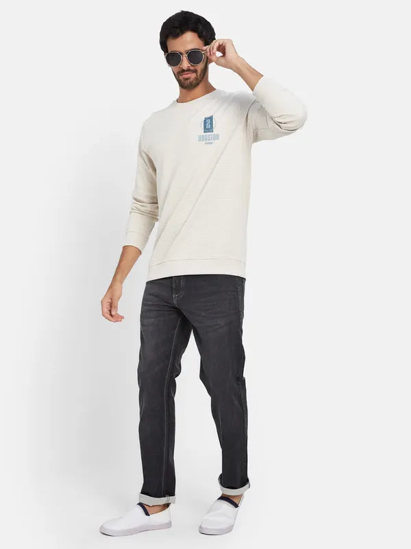 Octave Typography Printed Fleece Pullover Sweatshirt
