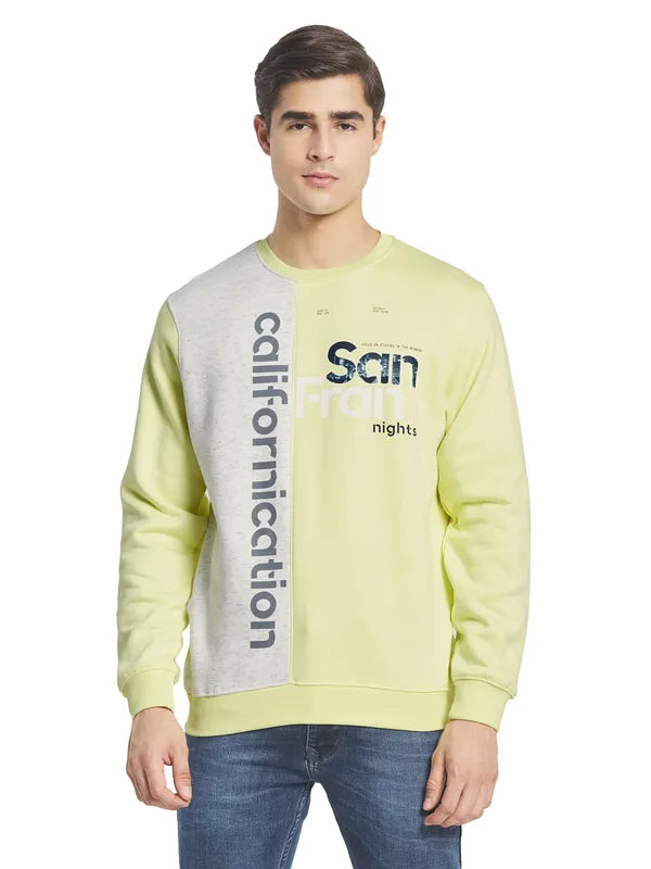 Octave Men Yellow  Grey Printed Sweatshirt