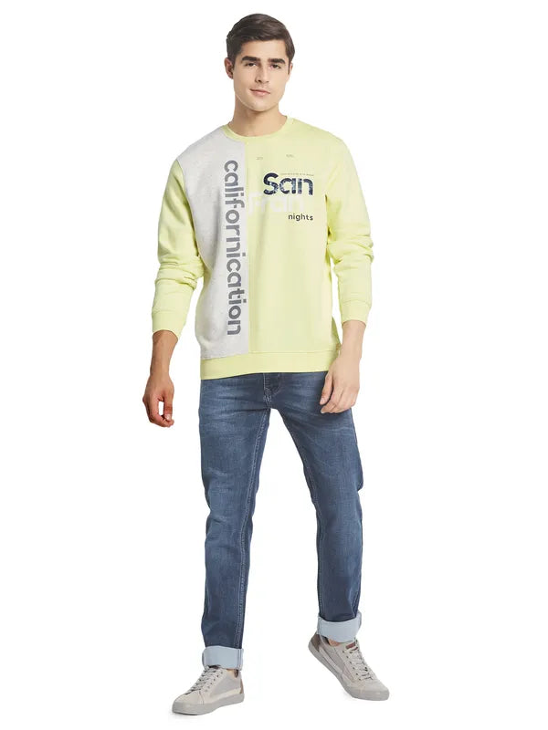 Octave Men Yellow Grey Printed Sweatshirt
