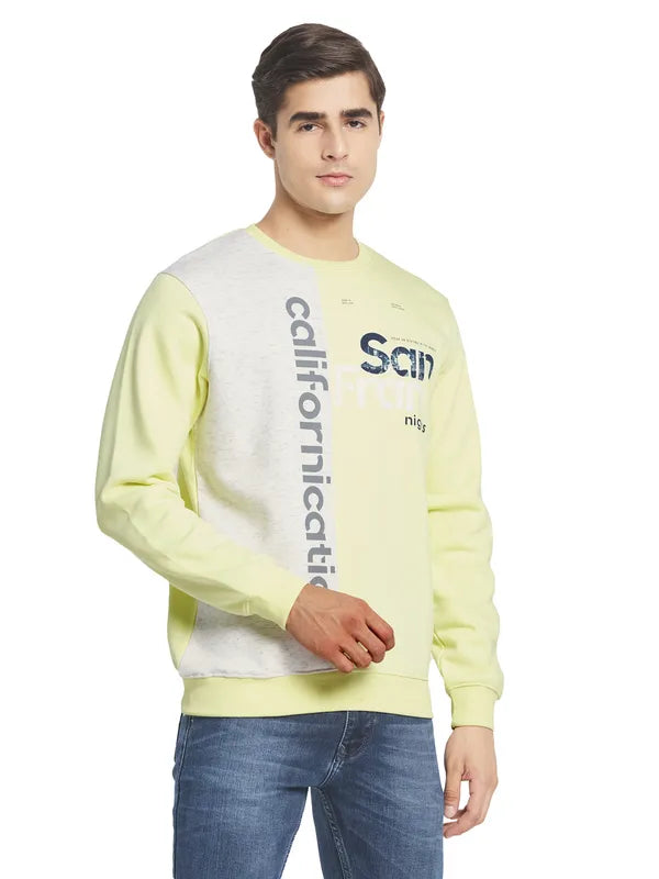 Octave Men Yellow Grey Printed Sweatshirt