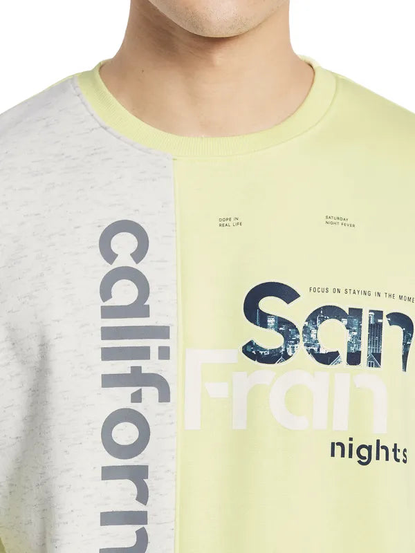 Octave Men Yellow  Grey Printed Sweatshirt