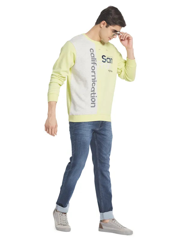 Octave Men Yellow  Grey Printed Sweatshirt