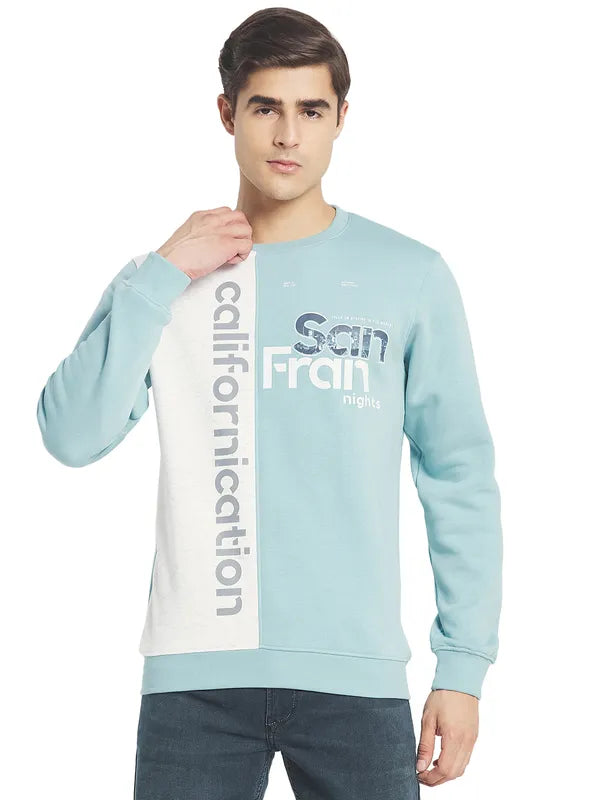 Octave Men Blue White Printed Sweatshirt