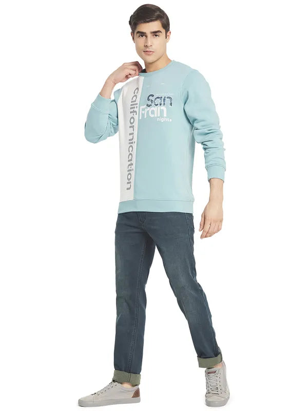 Octave Men Blue White Printed Sweatshirt