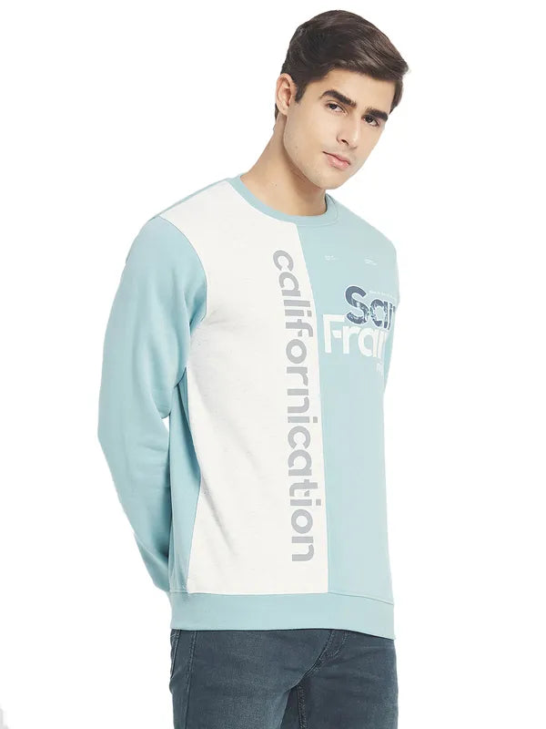 Octave Men Blue White Printed Sweatshirt