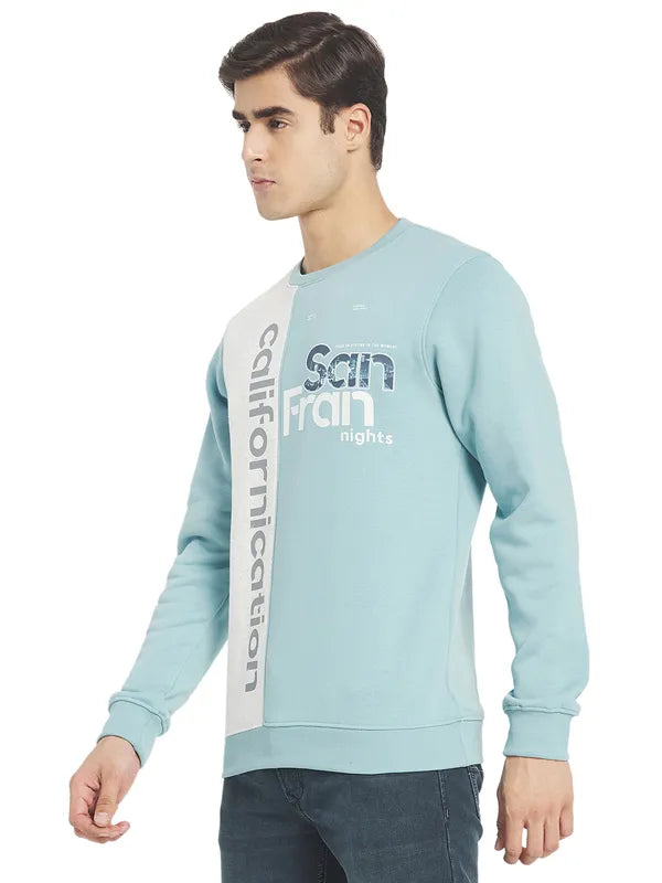 Octave Men Blue White Printed Sweatshirt