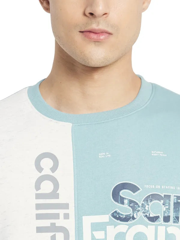 Octave Men Blue White Printed Sweatshirt