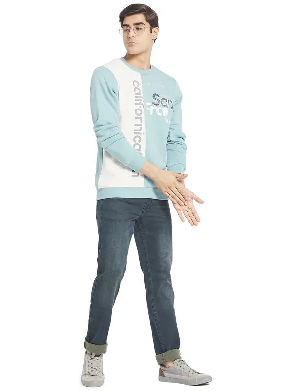 Octave Men Blue White Printed Sweatshirt