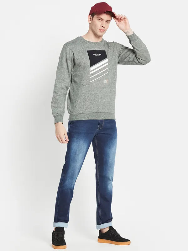 Men Grey Printed Sweatshirt