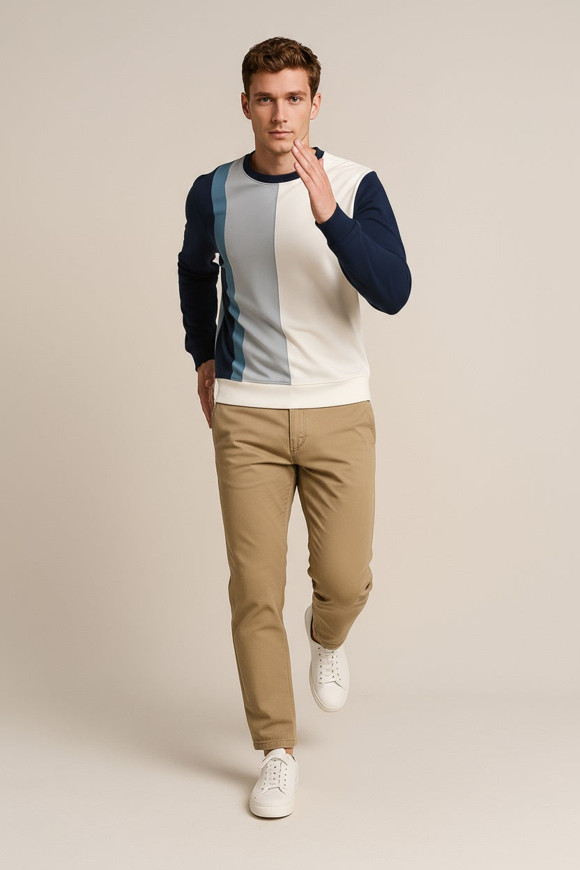 Octave Men Colourblocked Round Neck Sweatshirt