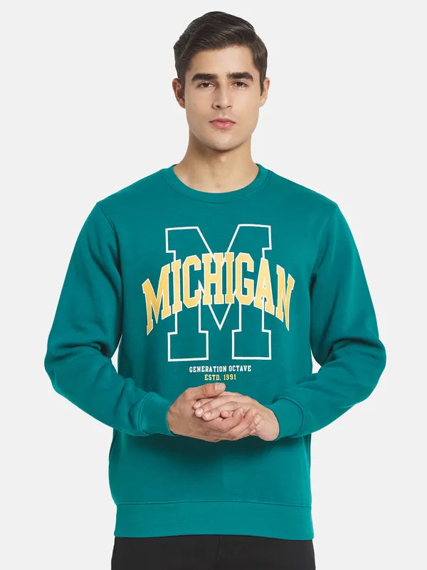Men Green Printed Sweatshirt
