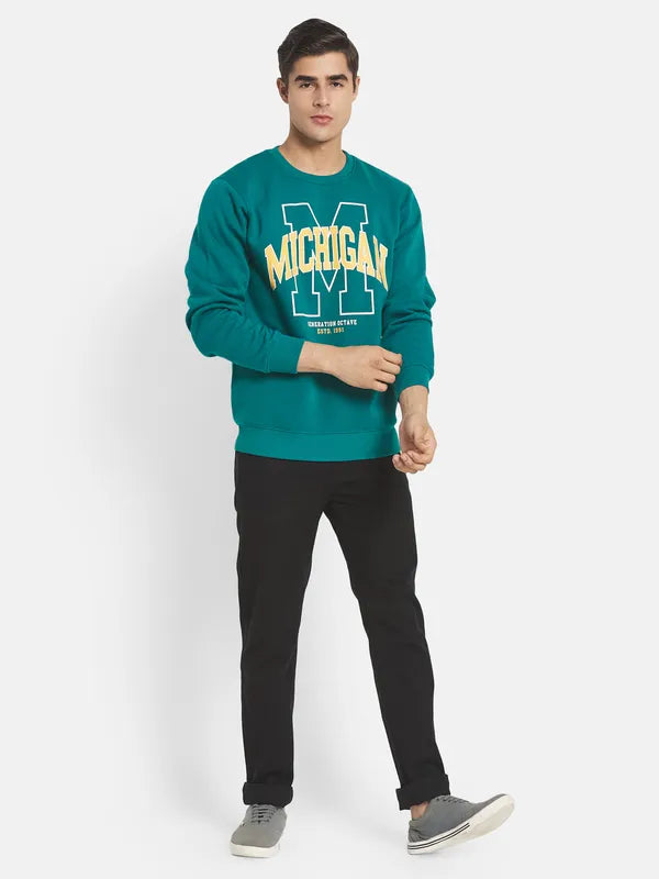 Men Green Printed Sweatshirt