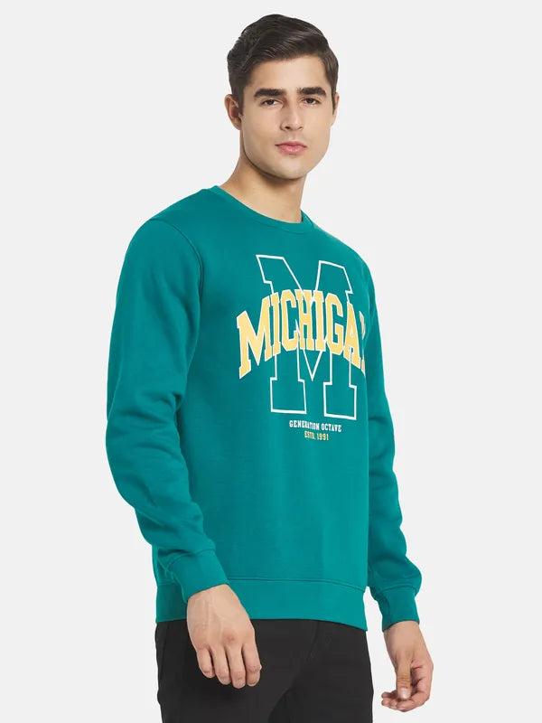 Men Green Printed Sweatshirt