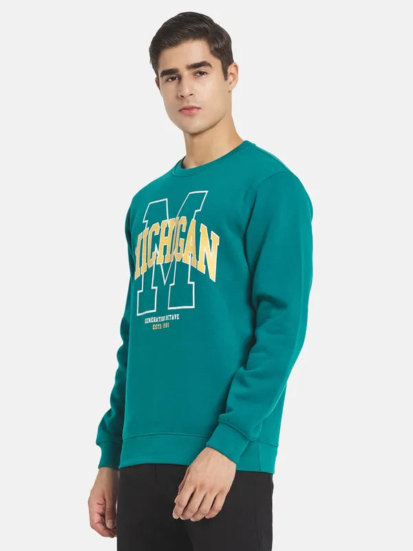 Men Green Printed Sweatshirt