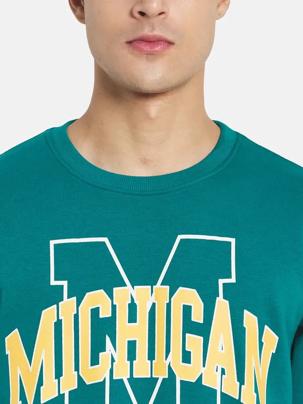 Men Green Printed Sweatshirt