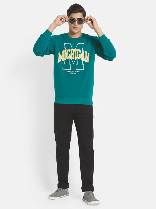 Men Green Printed Sweatshirt