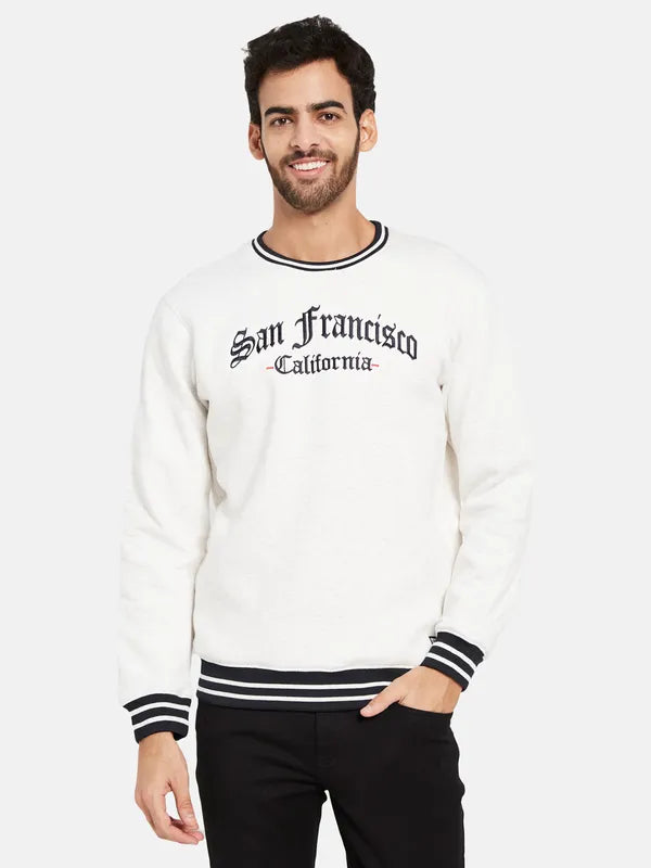 Octave Typography Printed Long Sleeves Fleece Pullover