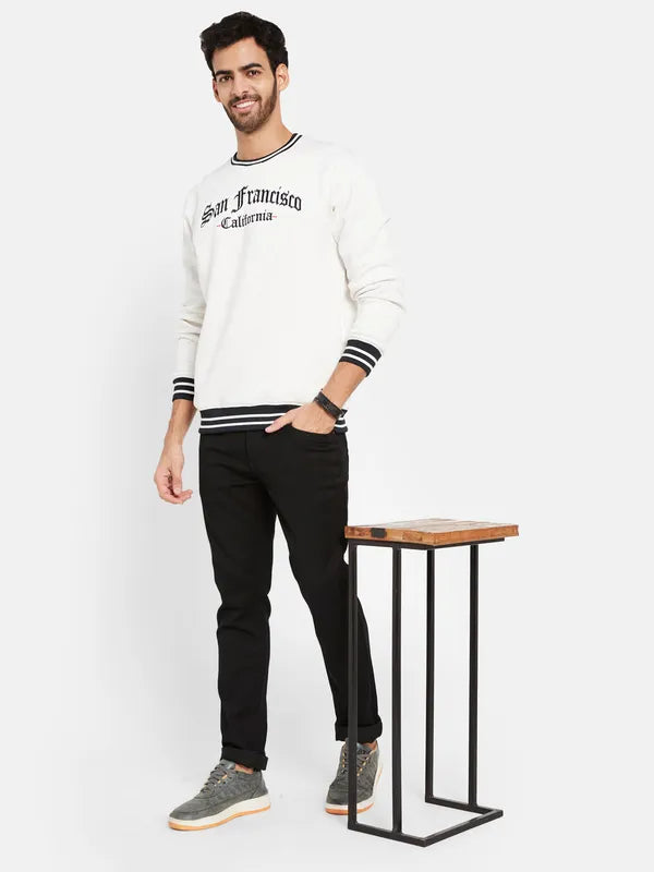 Octave Typography Printed Long Sleeves Fleece Pullover