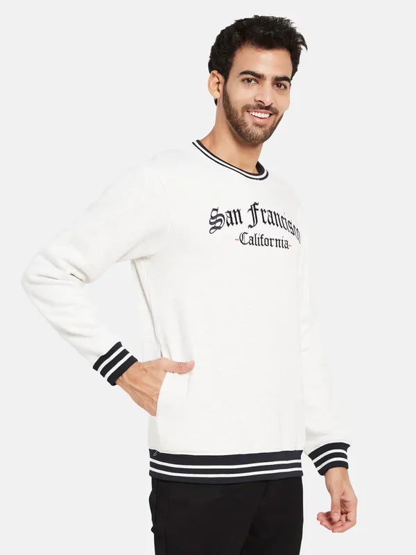 Octave Typography Printed Long Sleeves Fleece Pullover