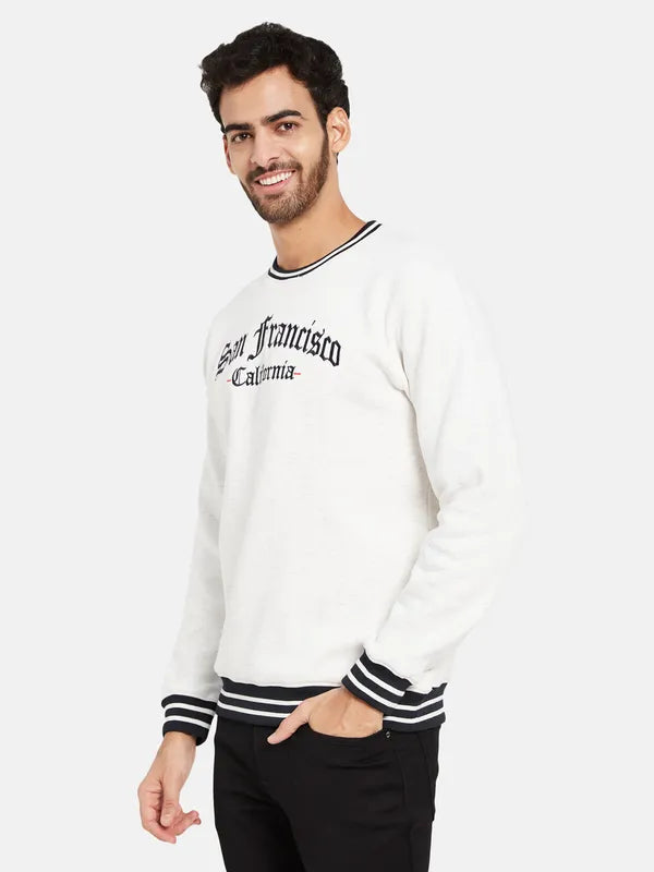 Octave Typography Printed Long Sleeves Fleece Pullover