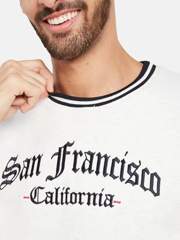 Octave Typography Printed Long Sleeves Fleece Pullover