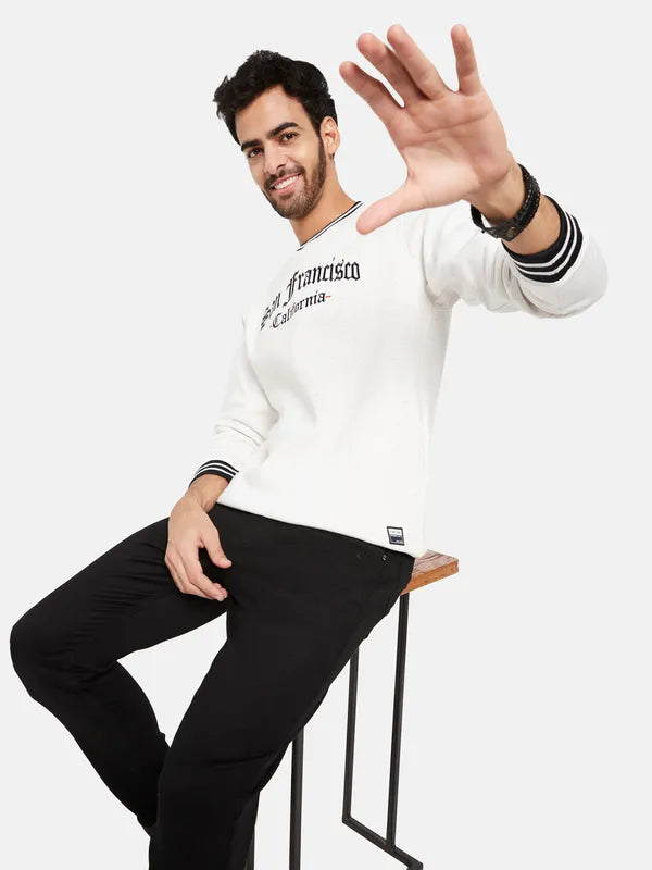 Octave Typography Printed Long Sleeves Fleece Pullover