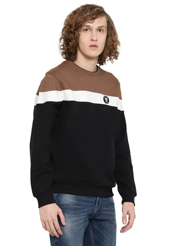 Octave Men Coral Colourblocked Fleece Sweatshirt