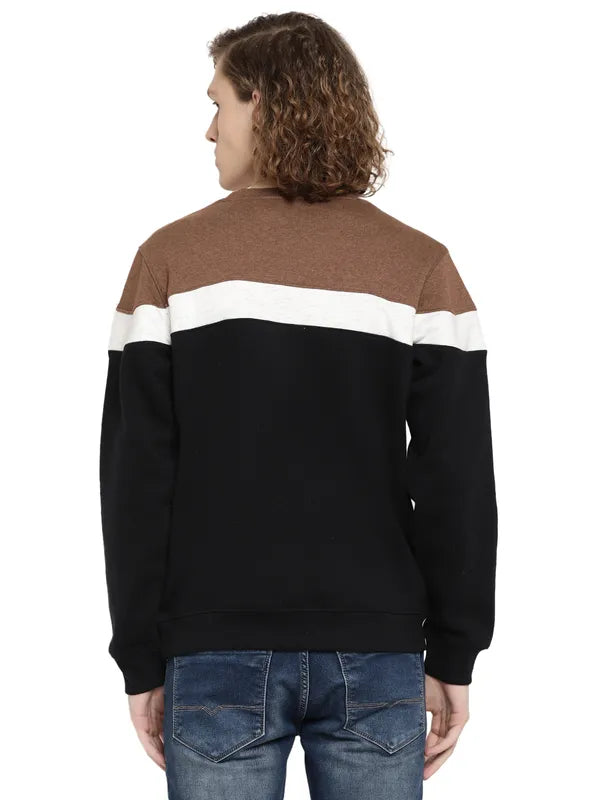 Octave Men Coral Colourblocked Fleece Sweatshirt