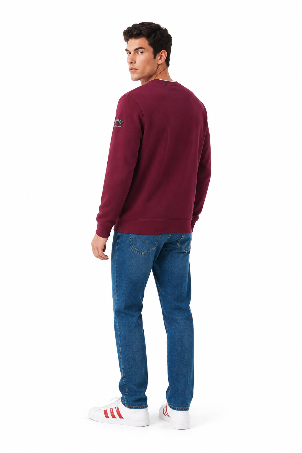 Men’s Deep Merlot Cotton Pique Winter Sweatshirt