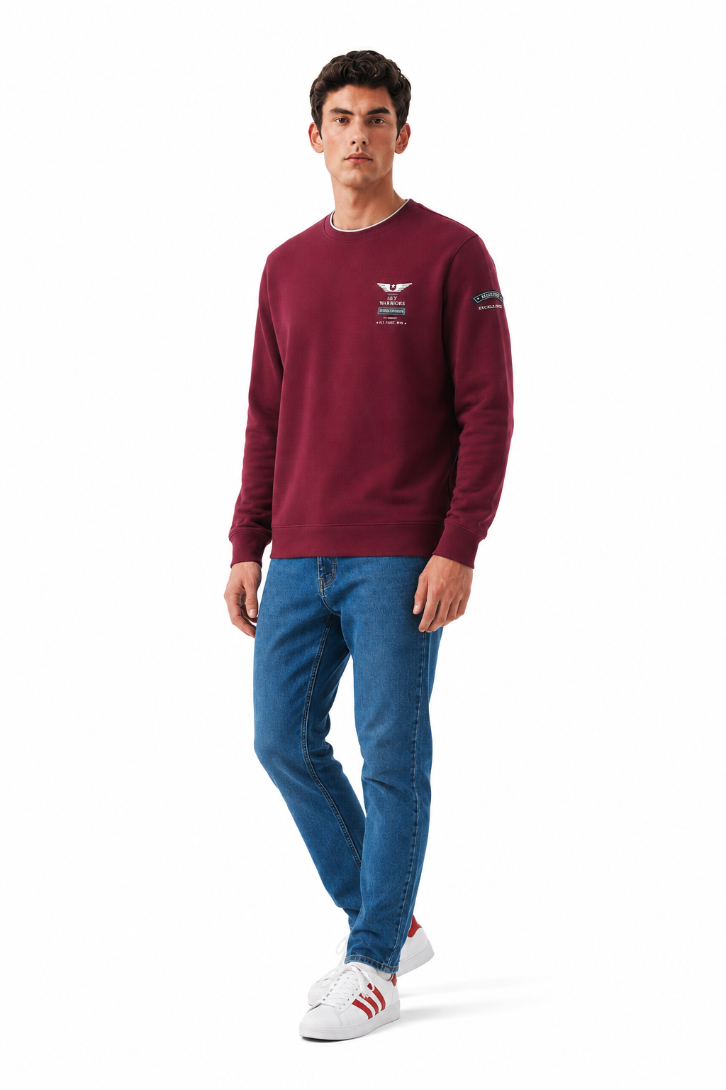Men’s Deep Merlot Cotton Pique Winter Sweatshirt