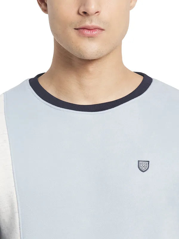 Octave Men Blue Colourblocked Fleece Sweatshirt