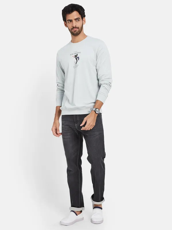 Octave Typography Printed Fleece Pullover Sweatshirt