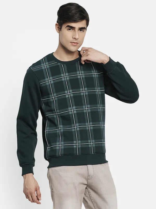 Men Green Checked Sweatshirt