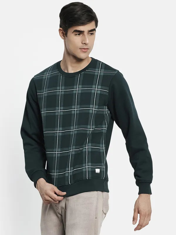 Men Green Checked Sweatshirt