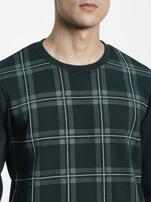 Men Green Checked Sweatshirt