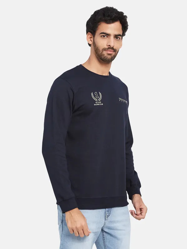 Octave Typography Printed Fleece Pullover