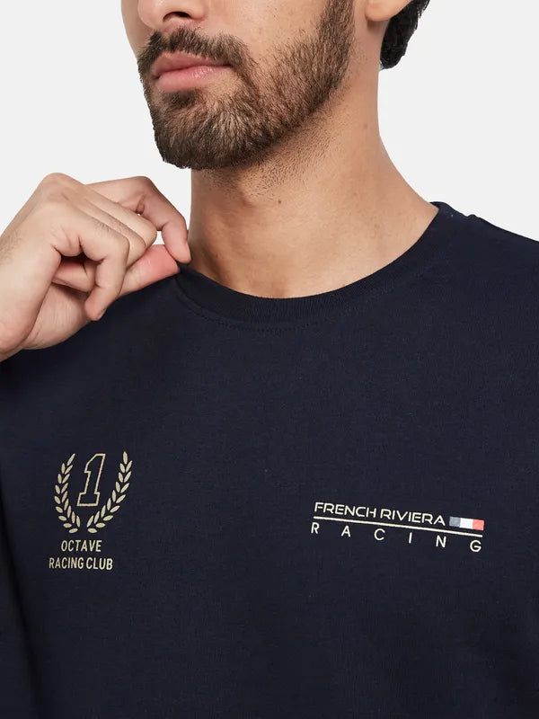 Octave Typography Printed Fleece Pullover