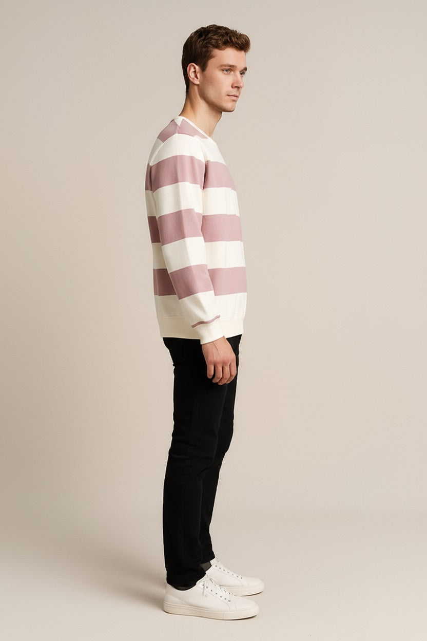 Octave Men Striped Round Neck Sweatshirt