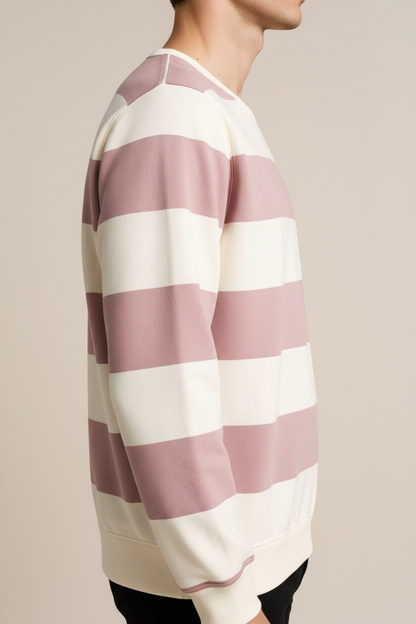 Octave Men Striped Round Neck Sweatshirt